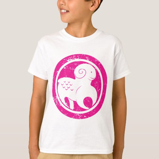 Ram Zodiac Symbool Grunge Roze Ram Astrologie T-shirt (Voorkant)