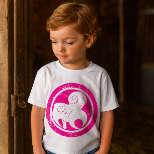 Ram Zodiac Symbool Grunge Roze Ram Astrologie T-shirt