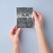 Ram Zodiac-symbool in zilveren distressed stijl Flyer (Hand)