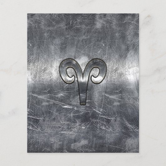 Ram Zodiac-symbool in zilveren distressed stijl Flyer (Voorkant)