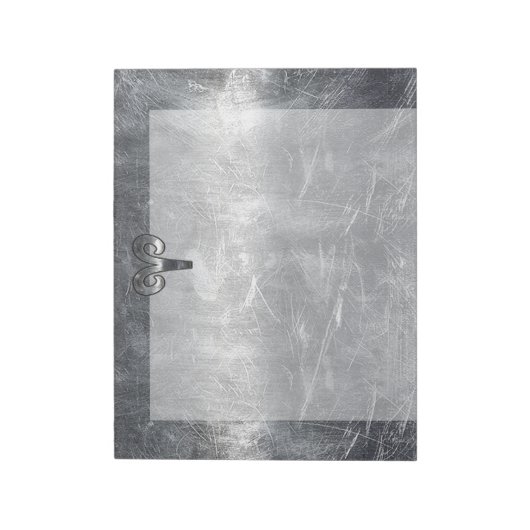 Ram Zodiac Symbool in Zilveren Staal Stijl Notitieblok (Linkerzijde)