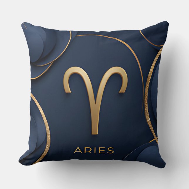 Ram Zodiac Symbool Luxe Goud Celestiaal Astrologie Kussen (Voorkant)