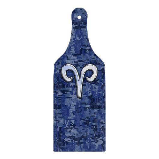 Ram Zodiac Symbool op Navy Blauwe Digitale Camo Snijplank (Voorkant)