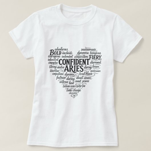 Ram Zodiac T-shirt voor vrouwen | Word Cloud ontwe (Design voorkant)