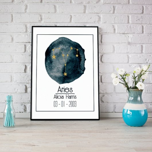 Ram Zodiac teken: aangepaste naam & verjaardag Poster