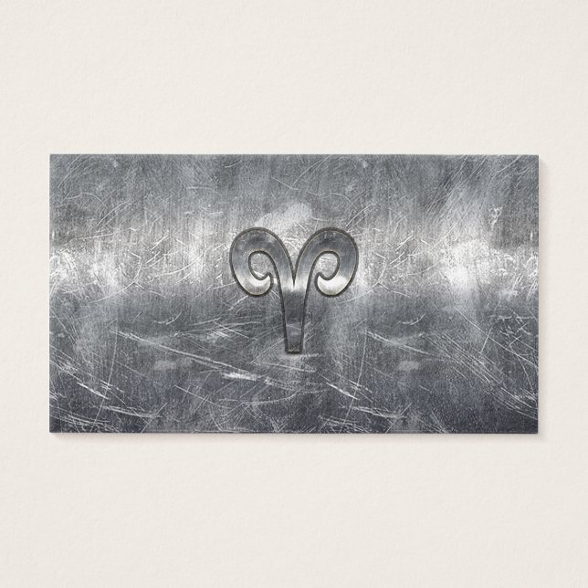 Ram Zodiac-teken in zilveren distressed stijl Visitekaartje (Voorkant)
