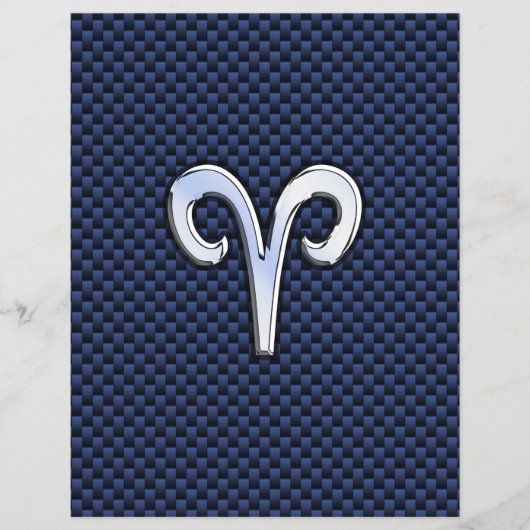 Ram Zodiac-teken op Navy Blue Koolstofvezel Print Flyer (Voorkant)