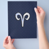 Ram Zodiac-teken op Navy Blue Koolstofvezel Print Flyer (Hand)