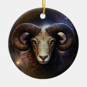 Ram Zodiac Teken Watercolor Ontwerp Keramisch Ornament