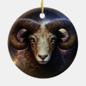 Ram Zodiac teken Watercolor ontwerp Keramisch Ornament (Achterkant)