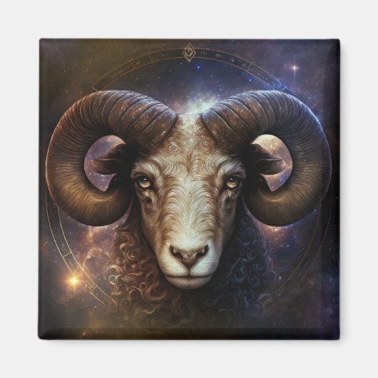 Ram Zodiac teken Watercolor ontwerp Magneet (Voorkant)