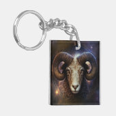 Ram Zodiac teken Watercolor ontwerp Sleutelhanger (Voorkant Links)
