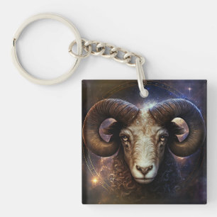 Ram Zodiac teken Watercolor ontwerp Sleutelhanger