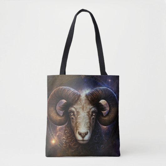 Ram Zodiac teken Watercolor ontwerp Tote Bag (Voorkant)