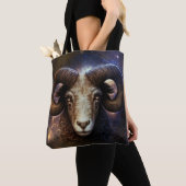 Ram Zodiac teken Watercolor ontwerp Tote Bag (Dichtbij)