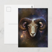 Ram Zodiac teken Waterverf ontwerp Briefkaart (Voorkant / Achterkant)