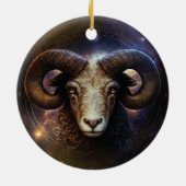 Ram Zodiac teken Waterverf ontwerp Keramisch Ornament (Achterkant)