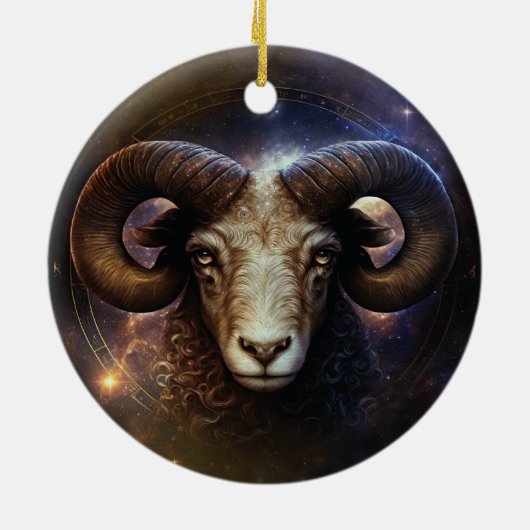 Ram Zodiac teken Waterverf ontwerp Keramisch Ornament (Achterkant)