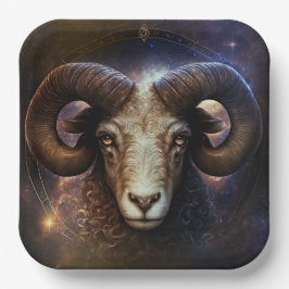 Ram Zodiac teken Waterverf ontwerp Papieren Bordje