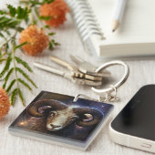 Ram Zodiac teken Waterverf ontwerp Sleutelhanger (Voorkant Rechts)