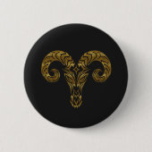 Ram Zodiac - Tribal Gold Ronde Button 5,7 Cm (Voorkant)