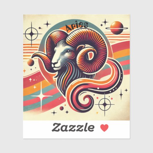 Ram Zodiac Vinyl Sticker Retro Design (Vel)