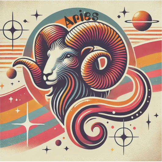 Ram Zodiac Vinyl Sticker Retro Design (Voorkant)