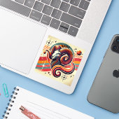 Ram Zodiac Vinyl Sticker Retro Design (Laptop met iPhone)