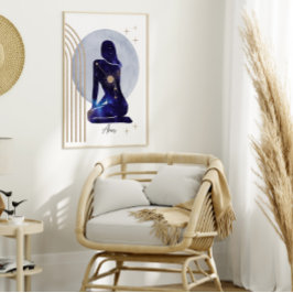 Ram Zodiac Vrouwelijk Blauw Ontwerp Poster