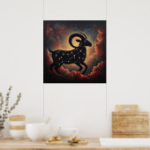 Ram Zodiak Geschenk Donkere Silhouet Poster (Keuken)