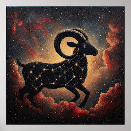Ram Zodiak Geschenk Donkere Silhouet Poster