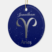 Ram Zonneteken Symbool met Naam Keramisch Ornament (Links)