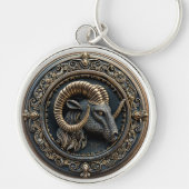 Ram-Zwart en Goud Zodiac Astrologie Sleutelhanger (Voorkant)