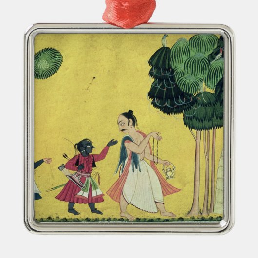 Rama en Lakshmana samen met Visvamitra Metalen Ornament (Voorkant)