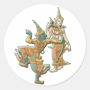RAMA SITA - RAMAYANA HINDU BOEDDHISTISCHE GODIN RONDE STICKER