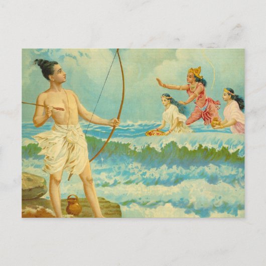 Rama verdwijnt het Zee van Raja Ravi Varma Briefkaart (Voorkant)