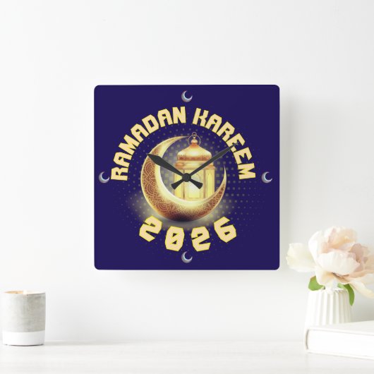 Ramadan 2026 clock vierkante klok (Huis)