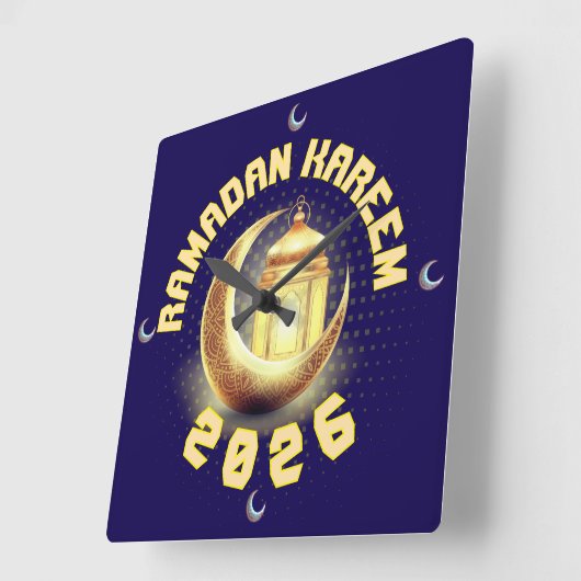 Ramadan 2026 clock vierkante klok (Hoek)