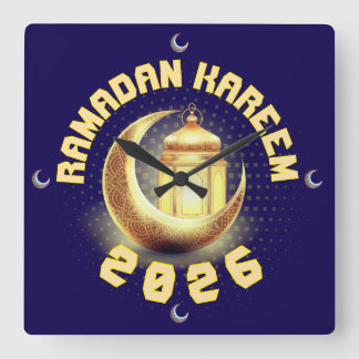 Ramadan 2026 clock vierkante klok