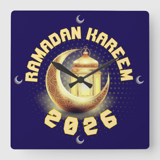 Ramadan 2026 clock vierkante klok (Voorkant)