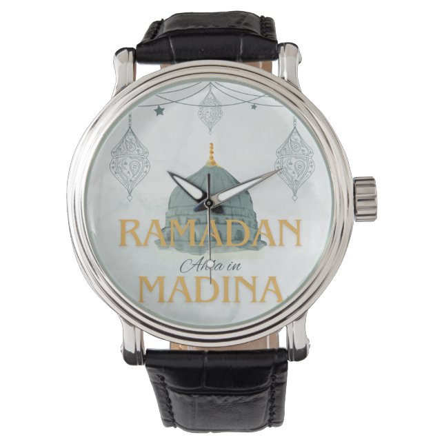 Ramadan Ahla in Madina Ramadan Mubarak Horloge (Voorkant)