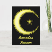 Ramadan Black en Gold Crescent Moon en Star Kaart (Voorkant)
