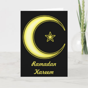 Ramadan Black en Gold Crescent Moon en Star Kaart