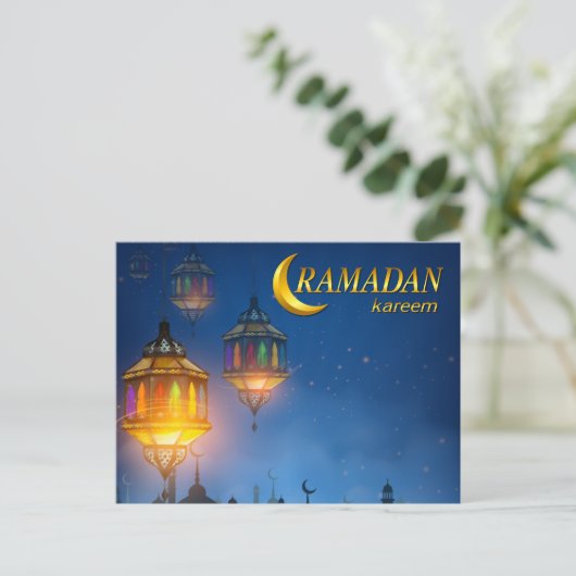 Ramadan Blue Colorful Lantern Briefkaart (Staand voorkant)