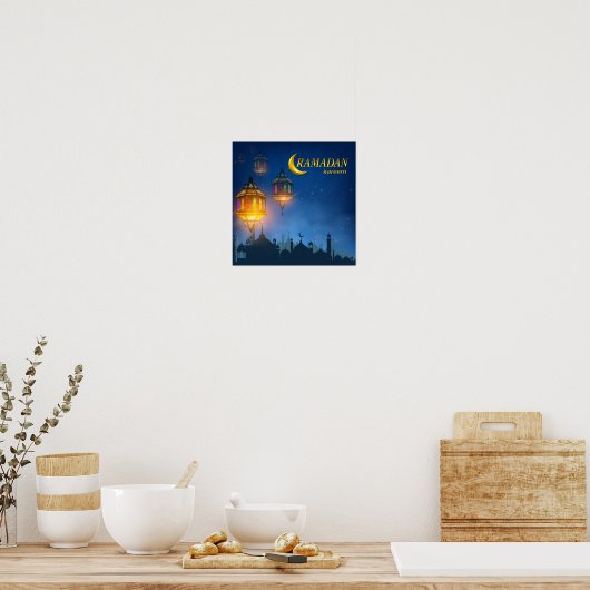 Ramadan Blue Colorful Lantern Poster (Keuken)