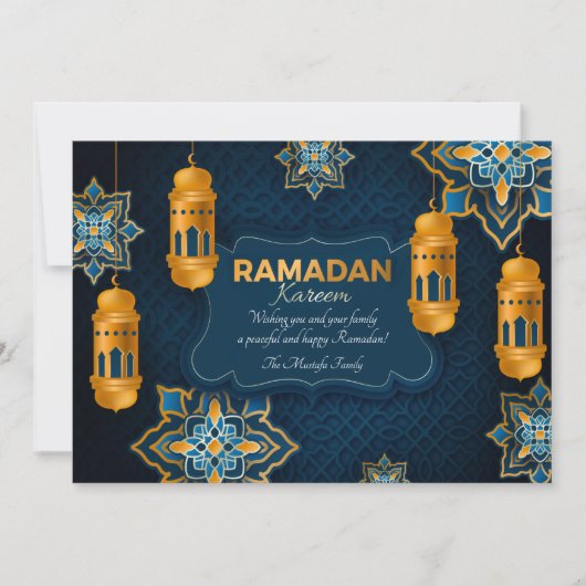Ramadan Blue en Gold Wenskaart Feestdagenkaart (Voorkant)