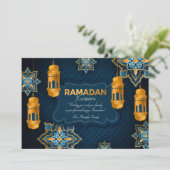 Ramadan Blue en Gold Wenskaart Feestdagenkaart (Staand voorkant)
