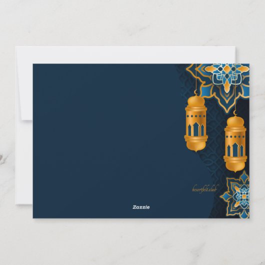 Ramadan Blue en Gold Wenskaart Feestdagenkaart (Achterkant)