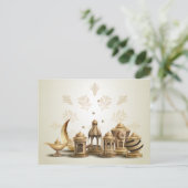 Ramadan Bronze Lampen, Lantaarns en Maan Briefkaart (Staand voorkant)