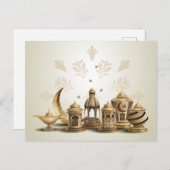 Ramadan Bronze Lampen, Lantaarns en Maan Briefkaart (Voorkant / Achterkant)